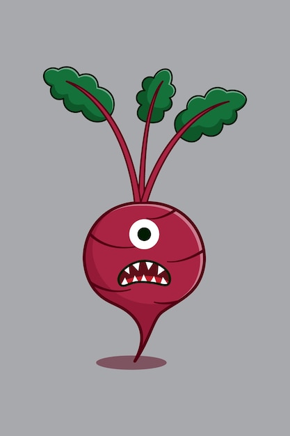 Beetroot vegetable monster cartoon vector icon illustration food nature