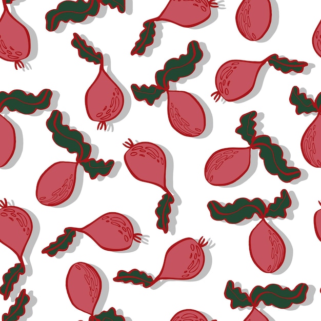 Beetroot vegetable vector seamless pattern