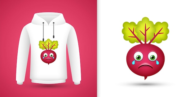 Beetroot on white sweatshirt hoodie Vector