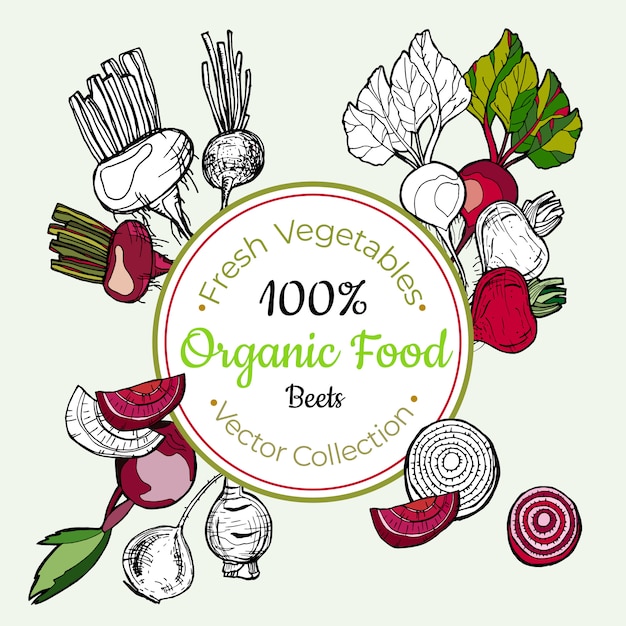 Beets groente boodschappen vintage label