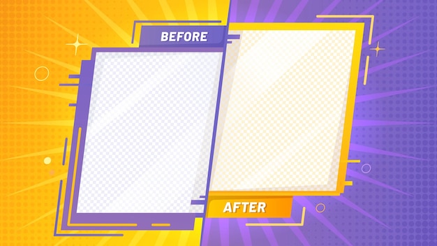 Before after template Vector background frame