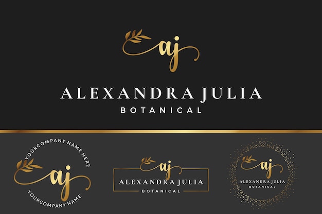 Beginletter aj a-logo bloemblad en schoonheid bloemen- en botanische ontwerpsjablooncollectie