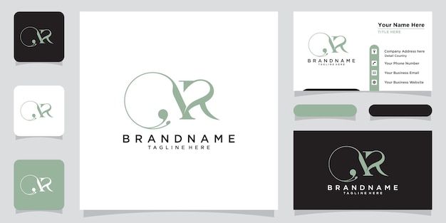 Beginletter ar luxe logo-ontwerp met visitekaartjeontwerp premium vector