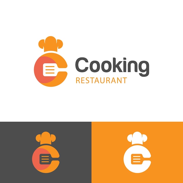 Beginletter C Chef Logo ontwerp voor Food Restaurant Logo met C hoed en spatel pictogram ontwerp vectorelement