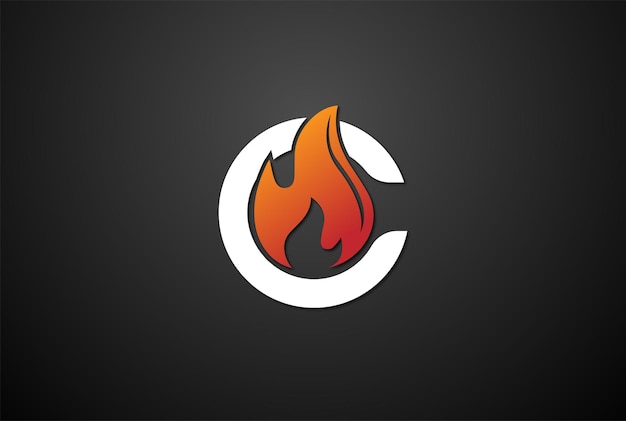 Beginletter C voor Candle Flame Fire Logo Design Vector