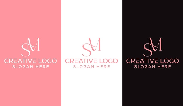 Vector beginletter sm logo design monogram creatief modern teken symboolpictogram