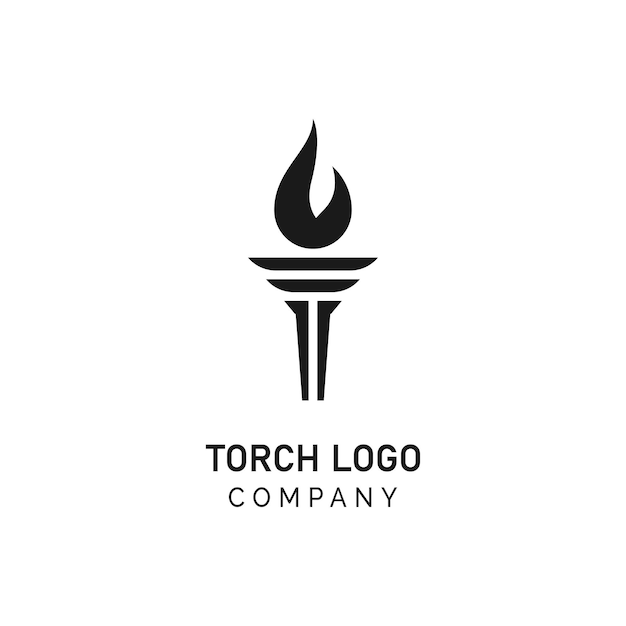 Beginletter T Burning Torch Fire Flame met logo-ontwerp met pijlerkolom