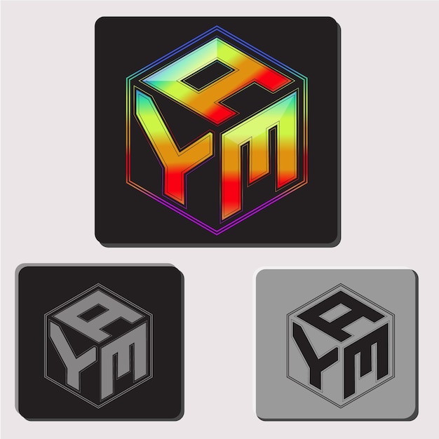 beginletters aym veelhoek logo ontwerp vector afbeelding