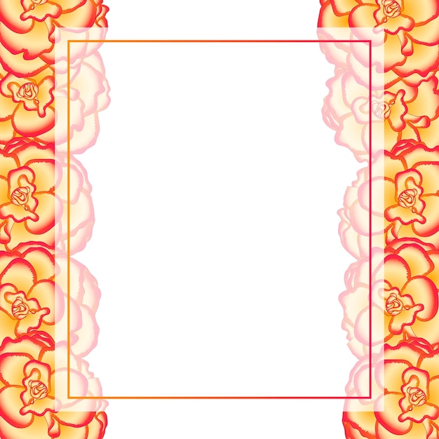 Begonia flower, picotee sunburst banner card border