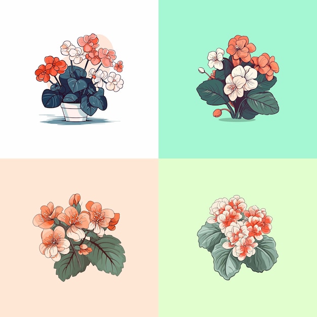 begonia vector clip art illustration