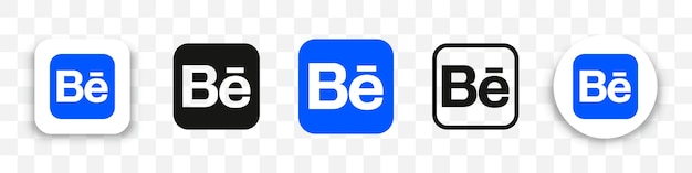 벡터 투명한 배경에서 다른 스타일의 behance 로고 아이콘 모음