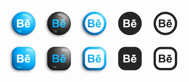 Behance modern 3d and flat icons set