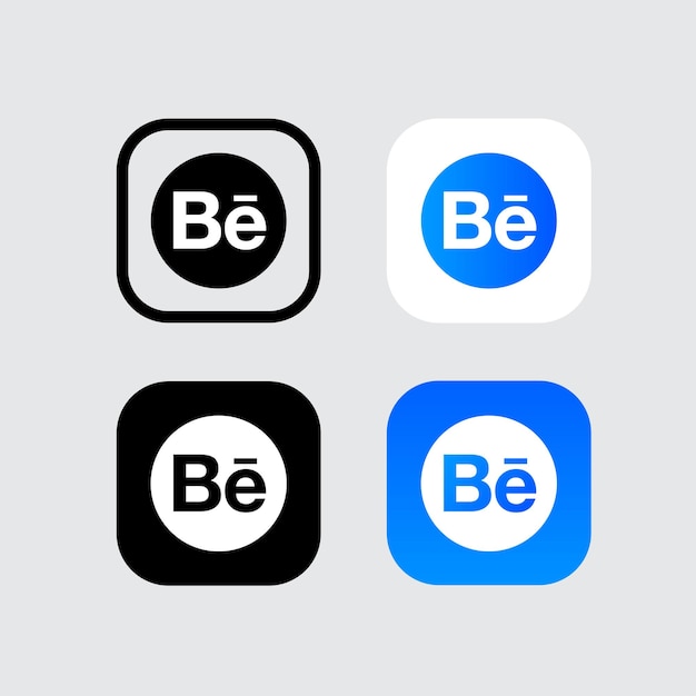 Behance social media logo icoon met 4 variaties