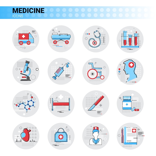 Behandeling Ziekenhuisartsen Kliniek Medische Icon Set