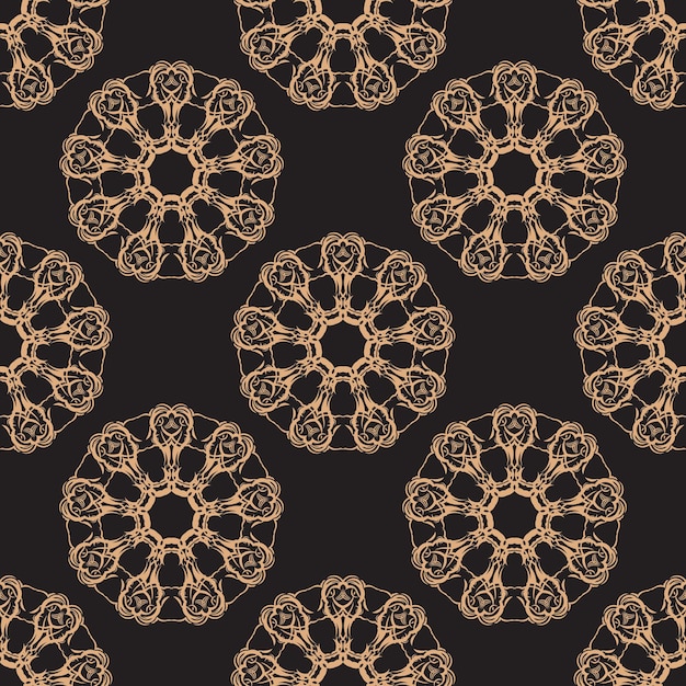 Behang in de stijl van de barok. naadloze vectorachtergrond. goud en zwart bloemenornament. grafisch patroon voor stof, behang, verpakking.