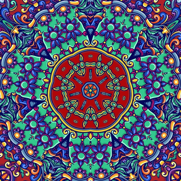 behang vintage gedetailleerde en mooie mandala ornament achtergrond premium vector