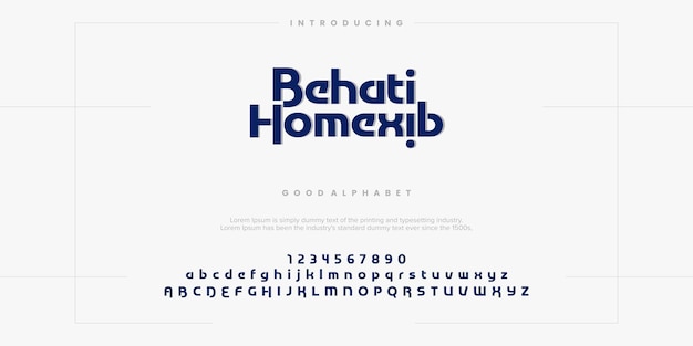 Behati Homexib 抽象的な最小限のモダンなアルファベット フォント タイポグラフィ技術のベクトル図