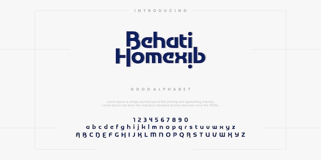 Behati Homexib Abstract minimal modern alphabet fonts Typography technology vector illustration