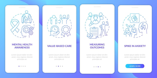 Behavioral trends blue gradient onboarding mobile app screen