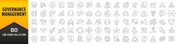 Beheer en beheer lijn iconen collectie grote ui icon set in een plat ontwerp dunne omtrek iconen pack vector illustratie eps10