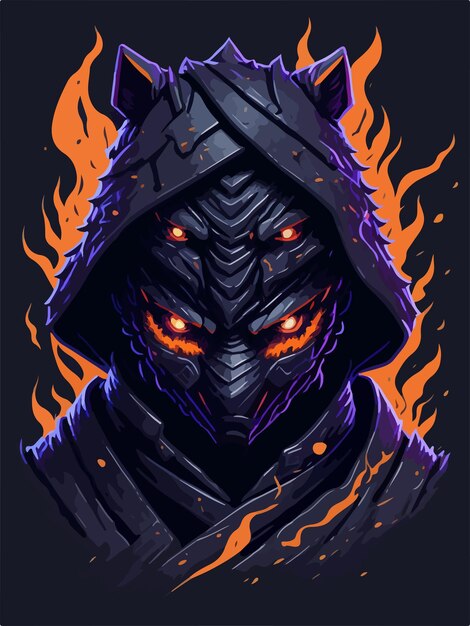 Vector behold the foureyed masked assassin shrouded in deadly magic and cloaked in darkness