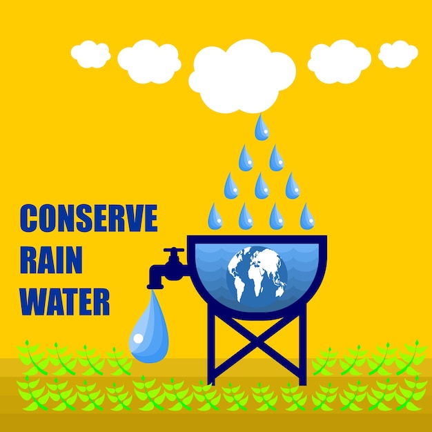 Behoud regenwater, poster en spandoek vector