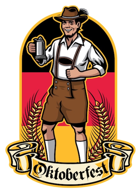 Vector beierse man klaar om oktoberfest te vieren