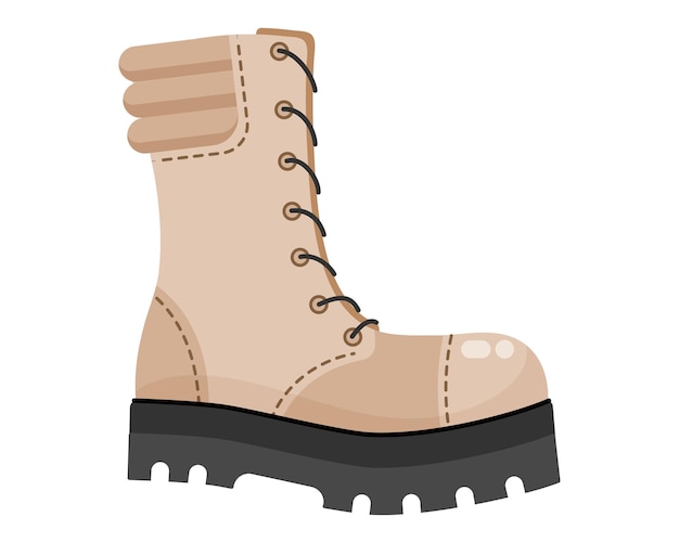 Vector beige army boots military shoes uniform