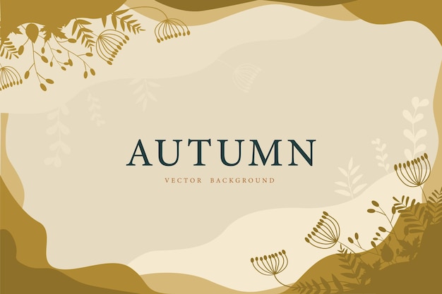 Vector beige autumn leaves or leaf and flower vector illustration background