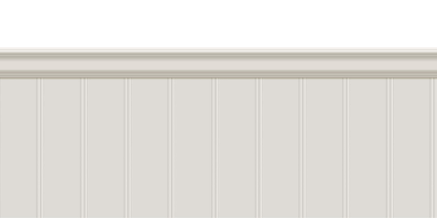 Beige beadboard of beschot met bovenste stoelbeschermer naadloos patroon op witte muur