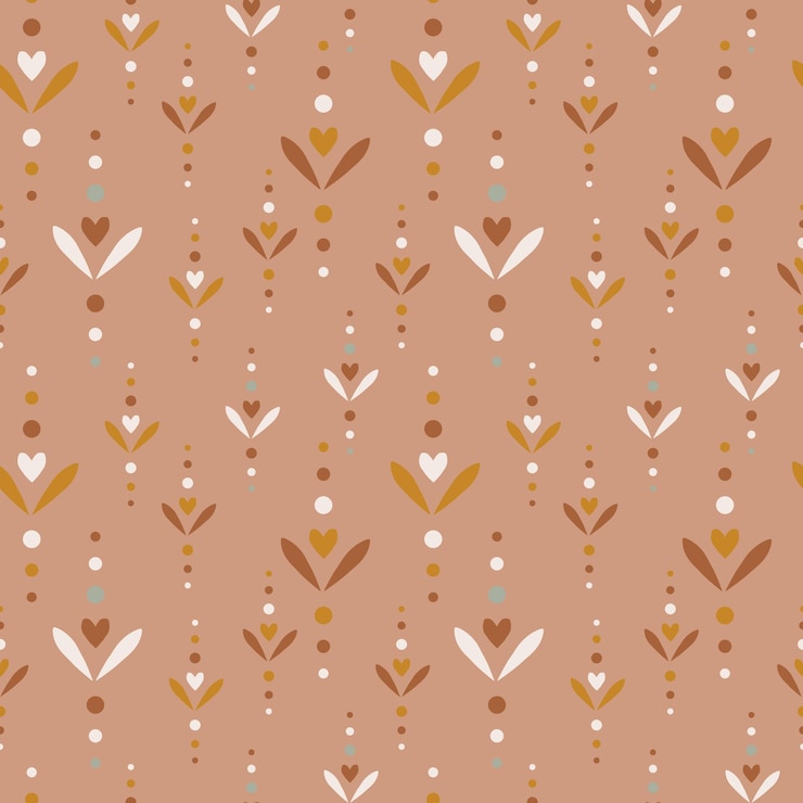Vector beige boho seamless pattern cute background in modern bohemian style perfect for scrapbooking textile wrapping paper and stationery for kids and adults