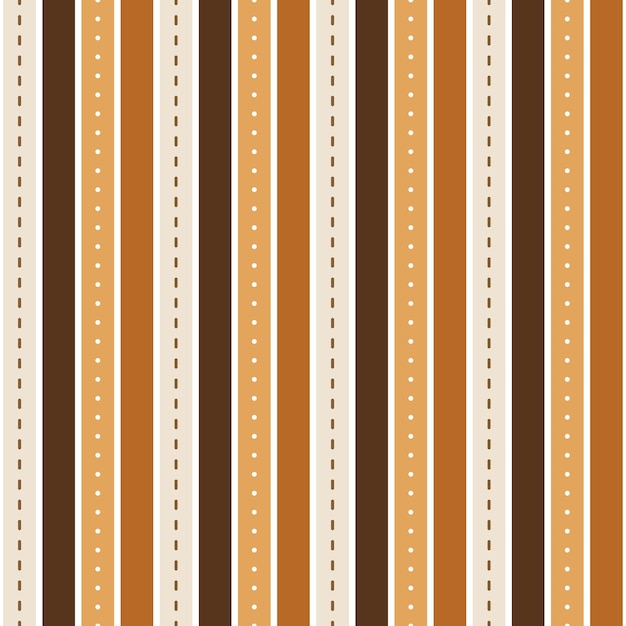 점선이 있는 베이지색과 갈색 줄무늬가 매끄러운 패턴입니다. 벽지, 커버, 침구에 적합