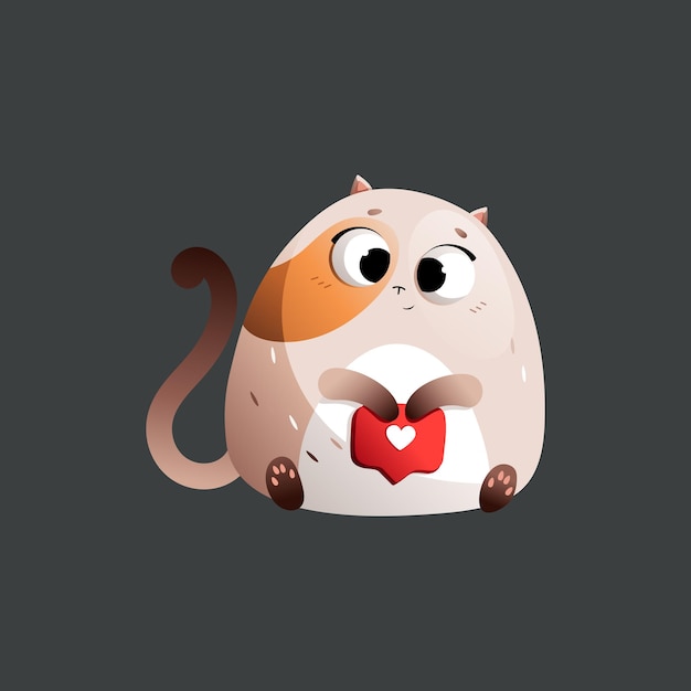 Beige Cartoon Fat Cat Zet Een Like. Vectorclipart.