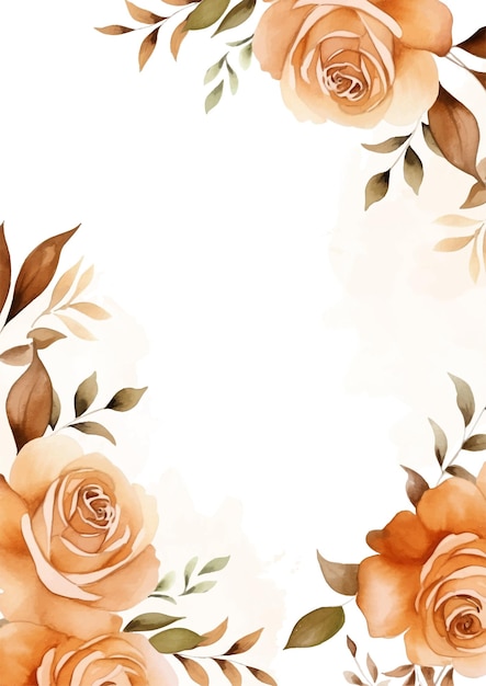 Beige en witte elegante aquarel achtergrond met flora en bloemen