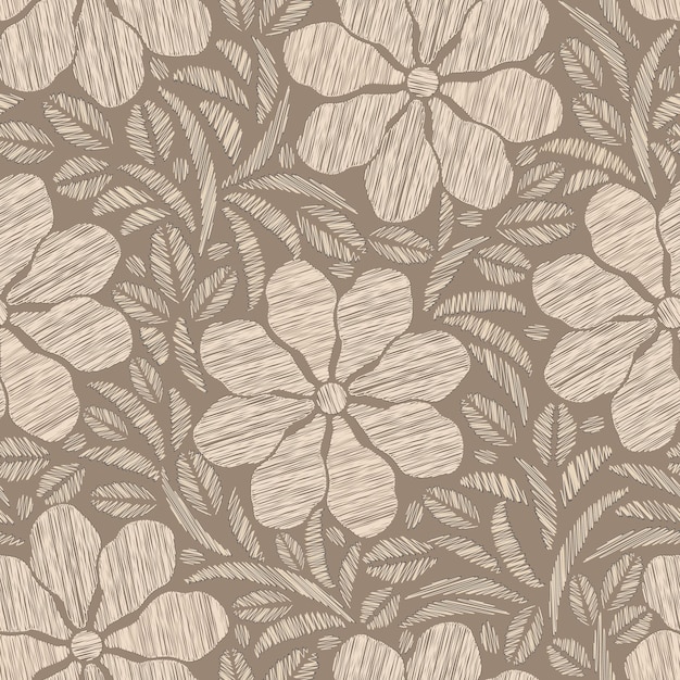 Beige geborduurd bloemenpatroon