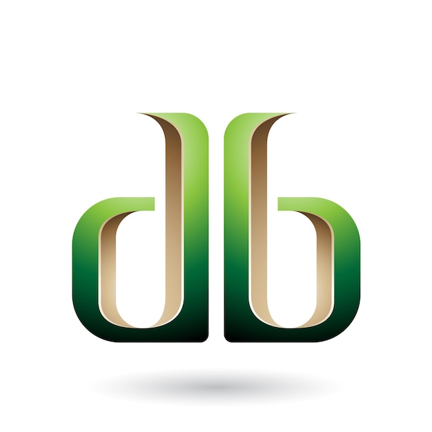 Beige and Green Double Sided D and B Letters Vector Illustration