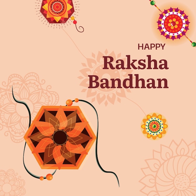 Vettore post instagram felice di raksha bandhan beige