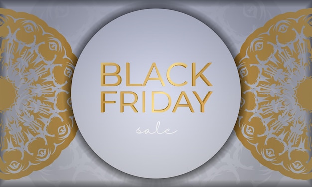 Beige kleur black friday sale poster met luxe ornament