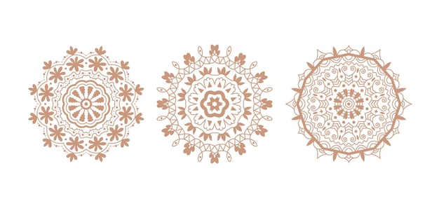 Beige mandala vector set