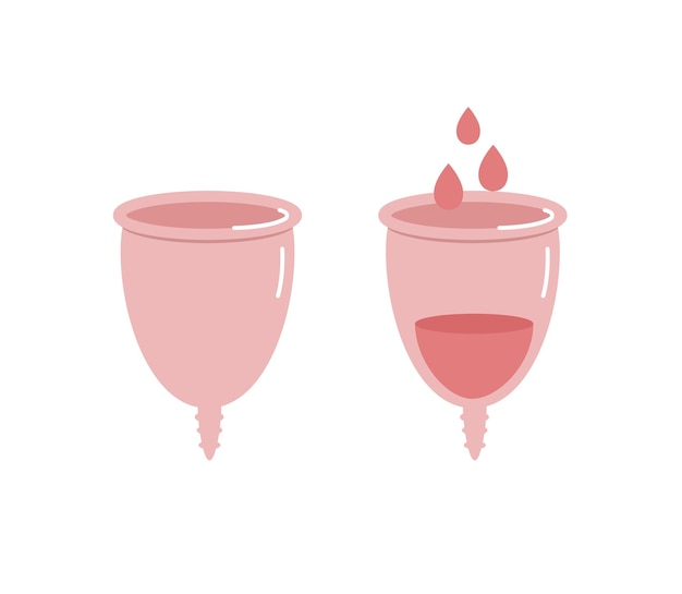 Beige menstruatiecup doodle vectorillustratie.