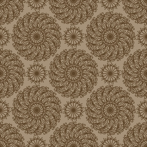 Beige naadloze vectorachtergrond met lineaire ronde monogrammen