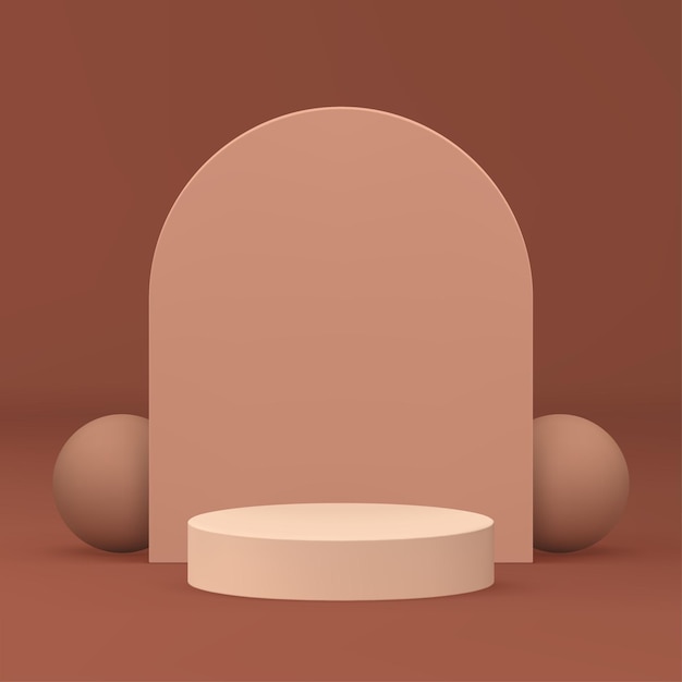 beige neutral 3d podium pedestal with geometric wall background realistic vector illustration