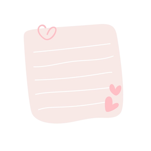 beige note paper post with hearts Love romantic sticker on wall Valentine greeting card wedding