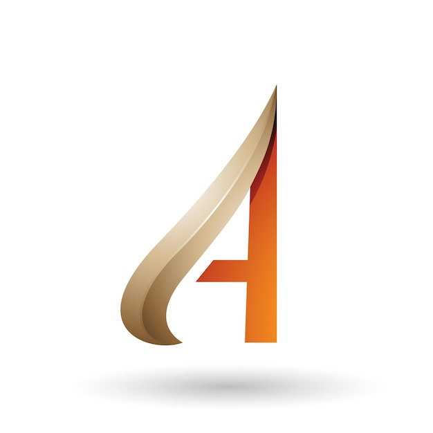 Beige and Orange Embossed Arrowlike Letter A Vector Illustration