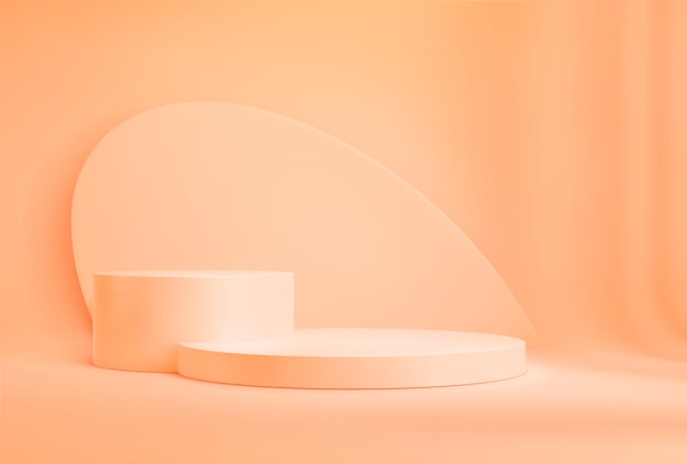 Beige or peach podium round pedestal background