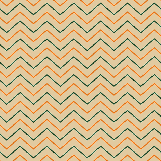 Modello senza cuciture beige con chevron sottile verde e arancione