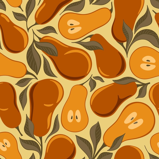 BEIGE SEAMLESS PATTERN WITH PEARS IN THE VECTOR