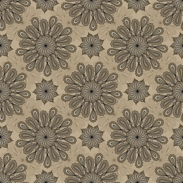 Beige seamless vector background with paisley ornament