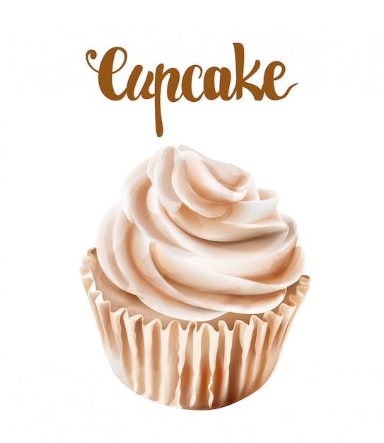 Cupcakes di noce beige con panna montata