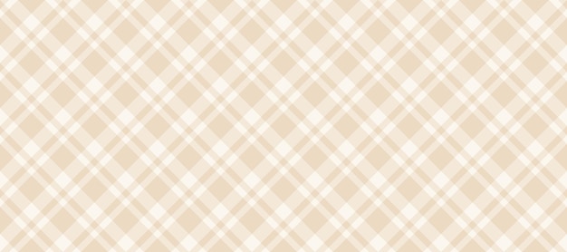 Beige and white diagonal gingham seamless pattern Light brown vichy background texture Checkered